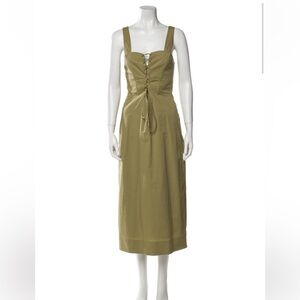 **SOLD** STAUD Olive Green Midi Lace-Up Dress
